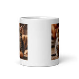 Two Cute Kittens Playing with Yarn White Glossy Coffee Mug