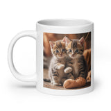 Two Cute Kittens Playing with Yarn White Glossy Coffee Mug