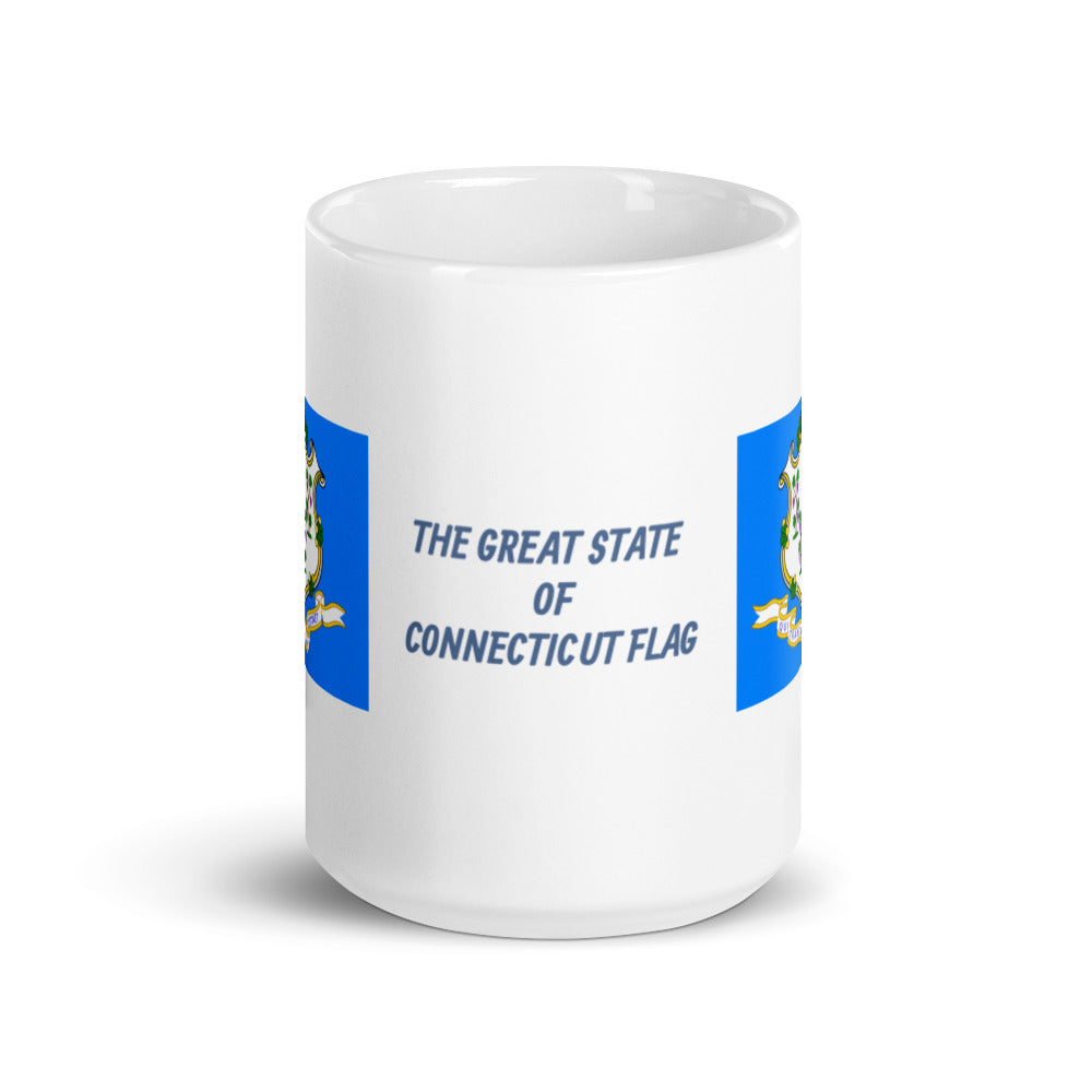 The Great State of Connecticut Flag White Glossy Mug