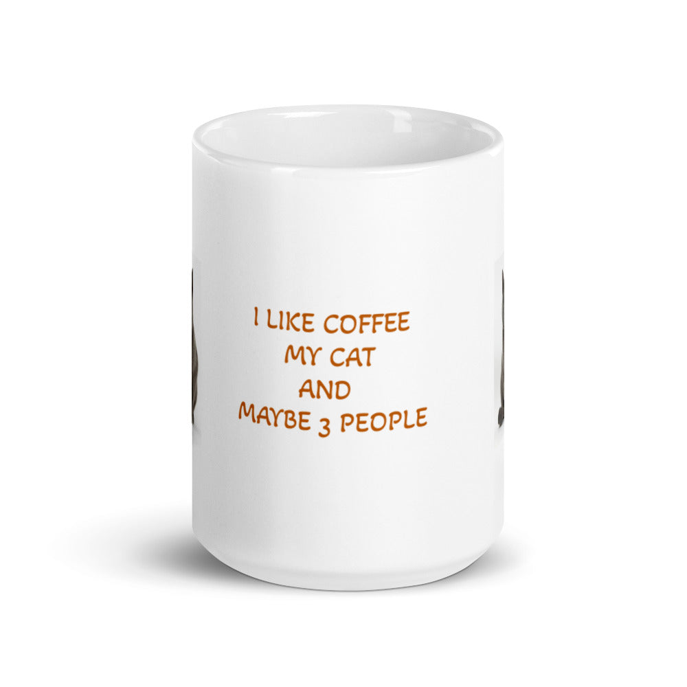 I Like Coffee My Cat Design White Glossy Mug