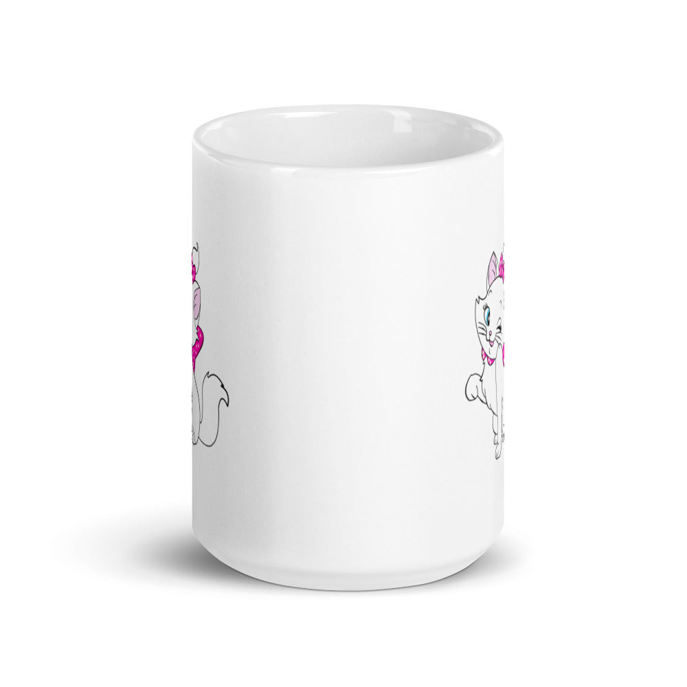 Happy Cartoon KItten Design White Glossy Mug