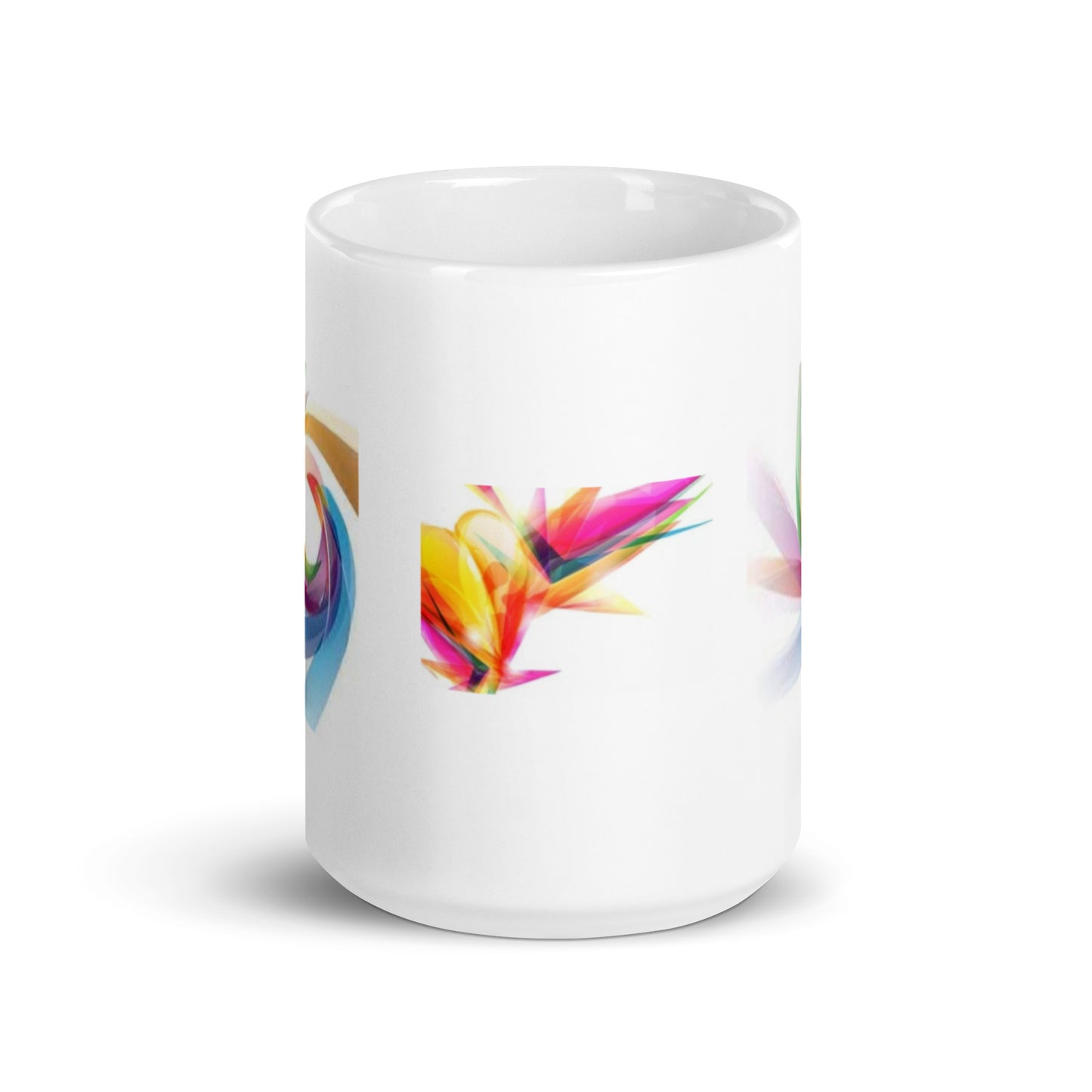Three Design Abstract Art White Glossy Mug