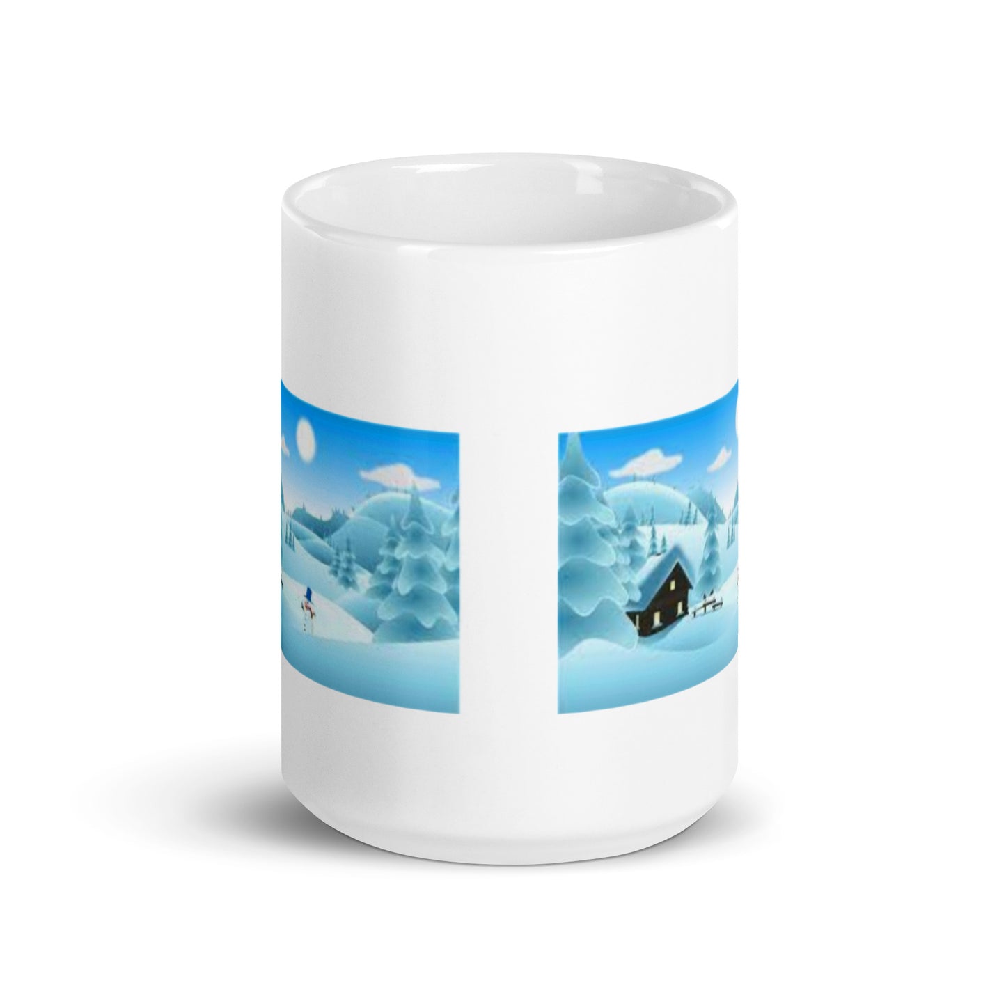 Winter Holiday with Snowman White Glossy Mug