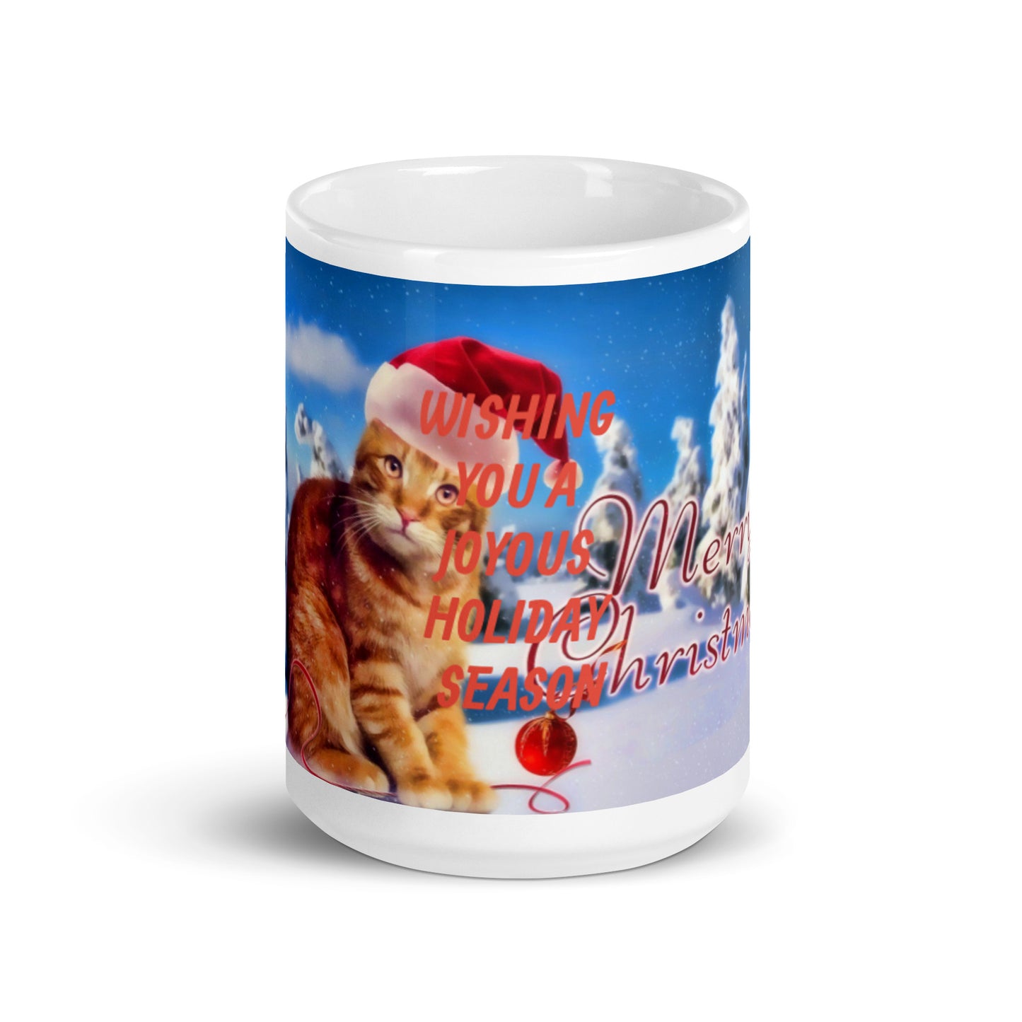 Wishing You a Joyous Holiday Season White Glossy Mug Great Gift!