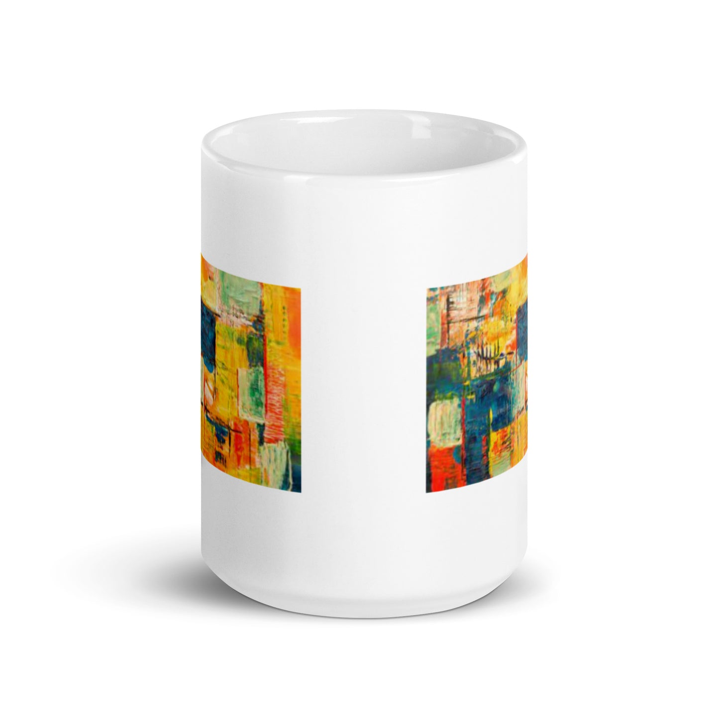 Abstract Art Design White Glossy Mug