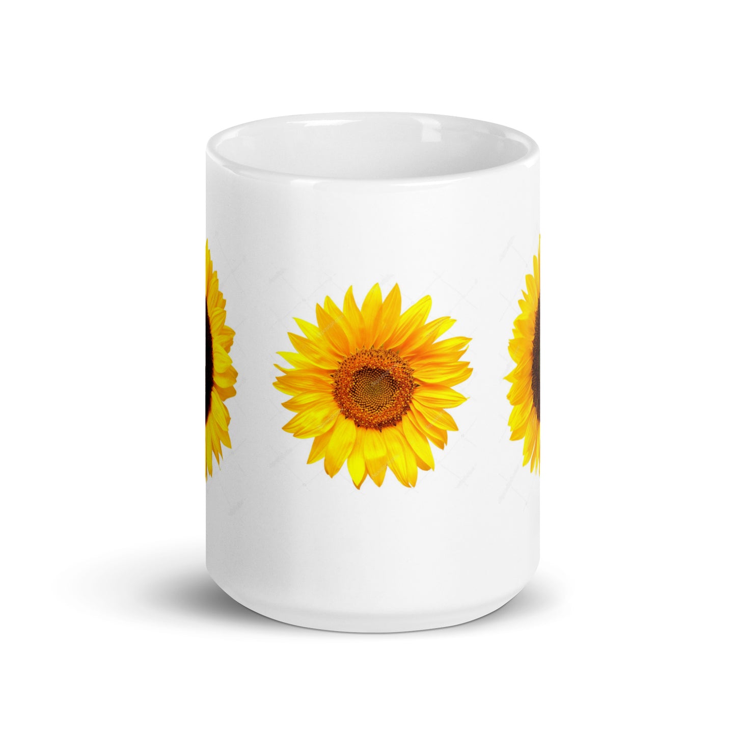 Sunflower Design White Glossy Coffee Mug