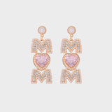 MOM Pearl Rhinestone Alloy Earrings