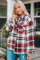 Double Take Plaid Button Front Shirt Jacket with Breast Pockets