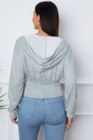 Shiny Ruched Half Zip Hooded Jacket