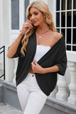 Eyelet Open Front Half Sleeve Cardigan