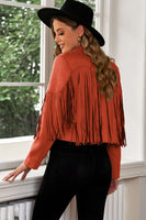 Fringe Trim Lapel Collar Cropped Blazer