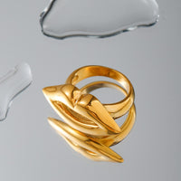 Minimalist and trendy gold stainless steel lip ring, gold handmade mirror polished bracelet
