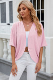 Eyelet Open Front Half Sleeve Cardigan