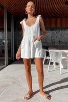 Full Size Scoop Neck Tie Shoulder Romper