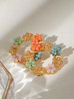 Synthetic Crystal Stainless Steel Flower Earrings