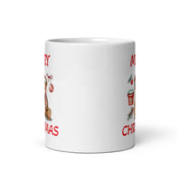 Merry Christmas Teddy Bear White Glossy Coffee Mug