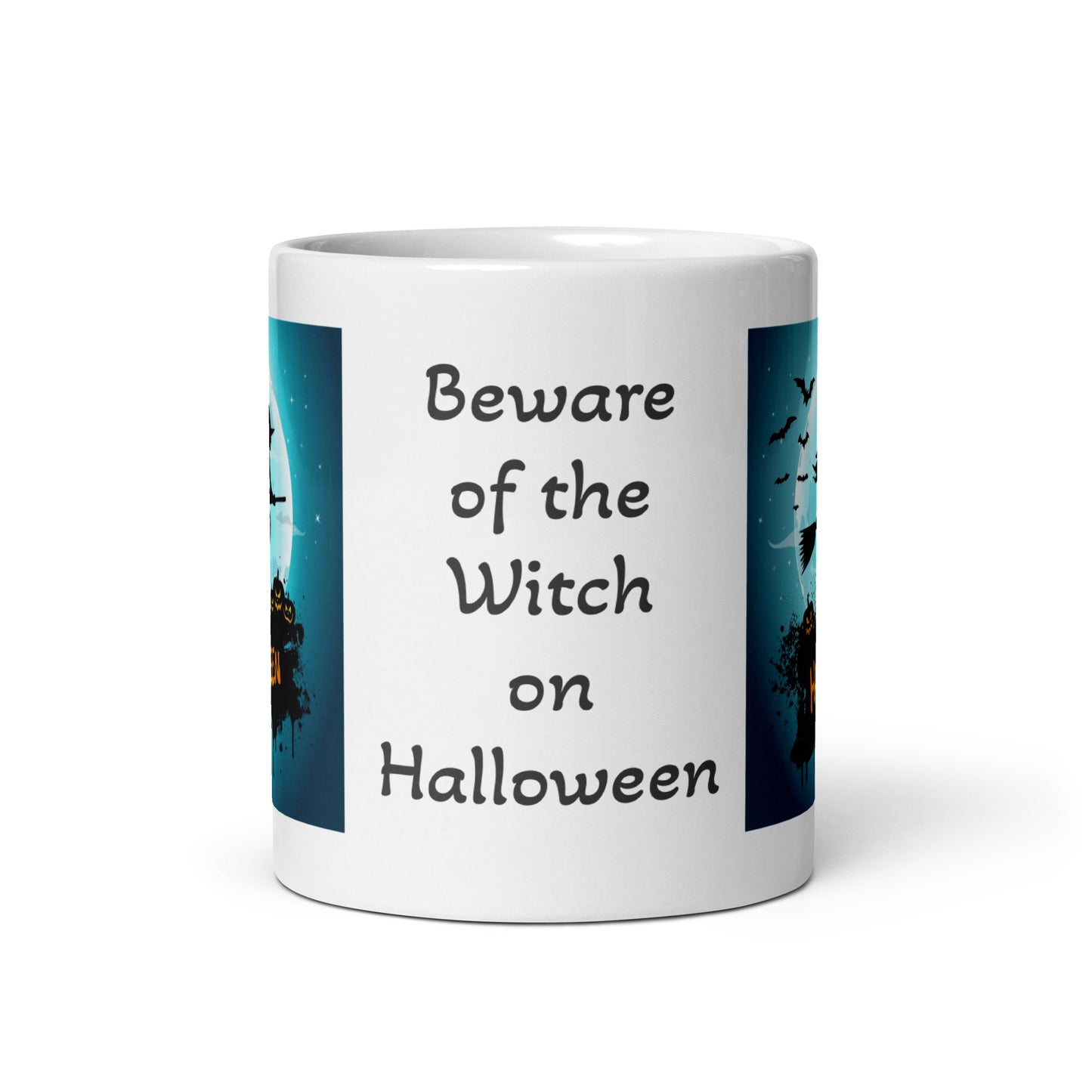 Beware of the Witch on Halloween White Glossy Coffee Mug