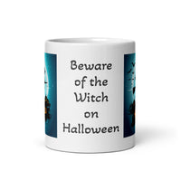 Beware of the Witch on Halloween White Glossy Coffee Mug