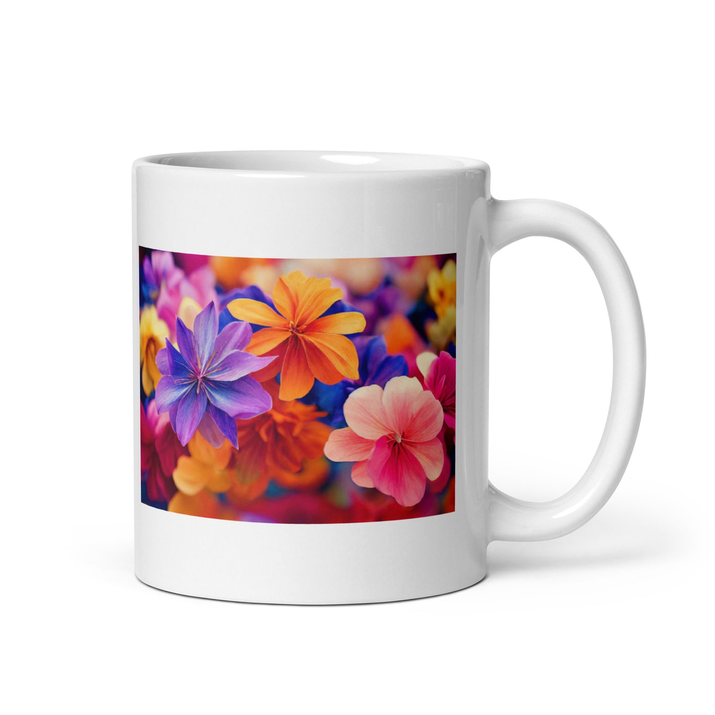 Colorful Flower Designer White Glossy Mug