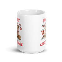 Merry Christmas Teddy Bear White Glossy Coffee Mug