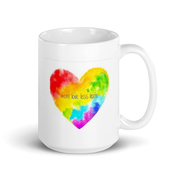 More Love Less Hate White Glossy Coffee Mug