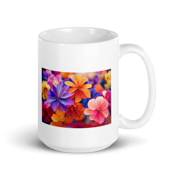 Colorful Flower Designer White Glossy Mug