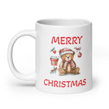 Merry Christmas Teddy Bear White Glossy Coffee Mug