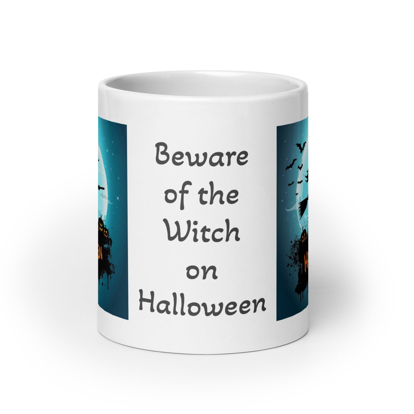 Beware of the Witch on Halloween White Glossy Coffee Mug
