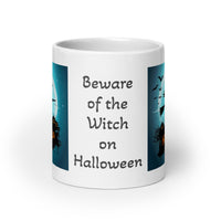 Beware of the Witch on Halloween White Glossy Coffee Mug