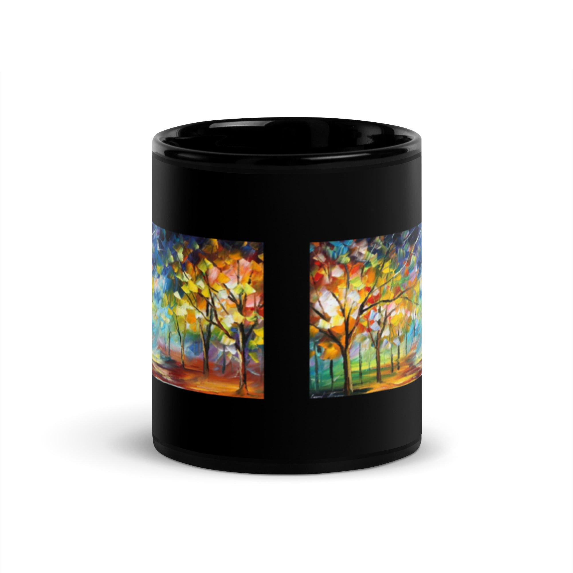 Abstract Art Design Trees Black Glossy Mug