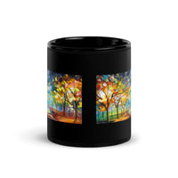 Abstract Art Design Trees Black Glossy Mug