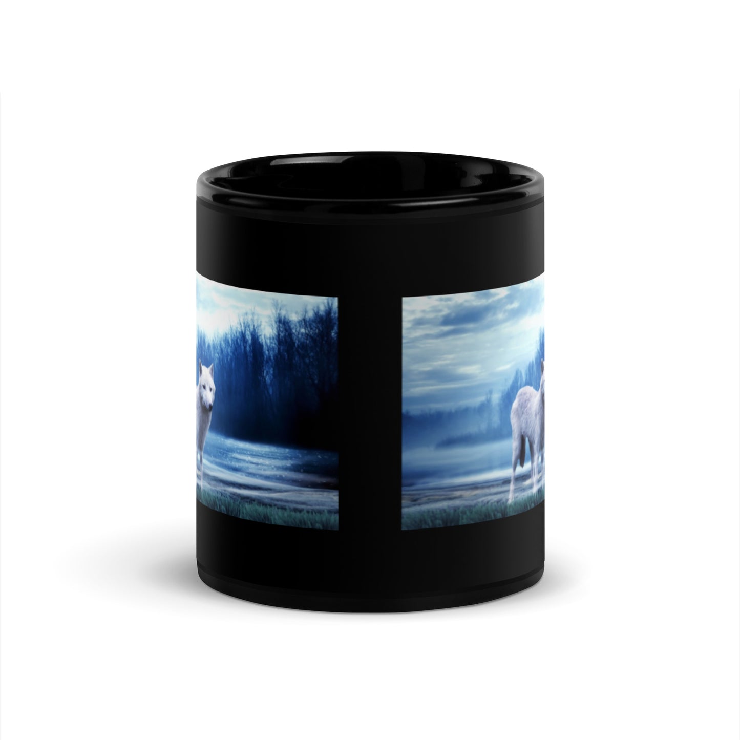 Lone Wolf Design Black Glossy Mug