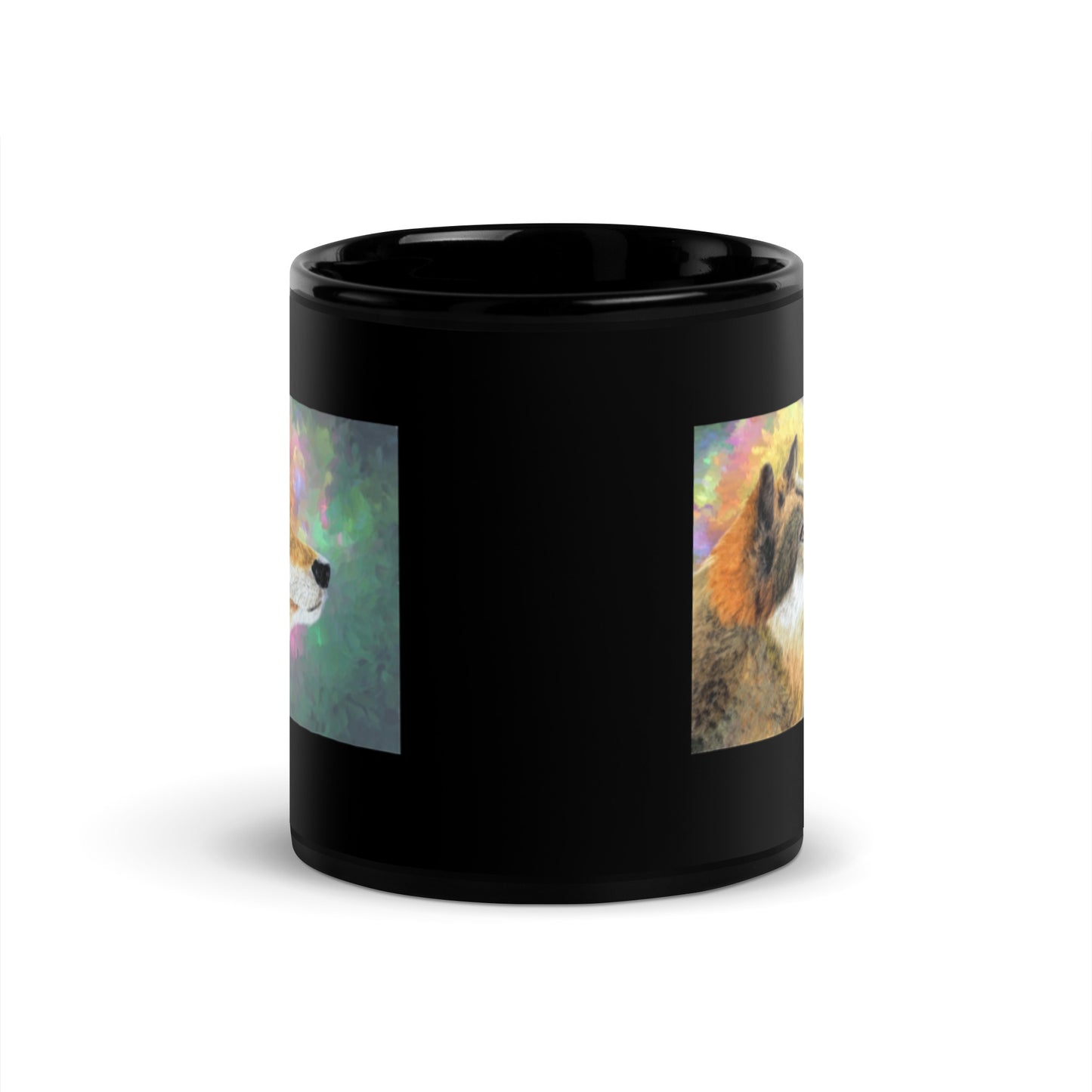 Colorful Lone Wolf Design Black Glossy Mug