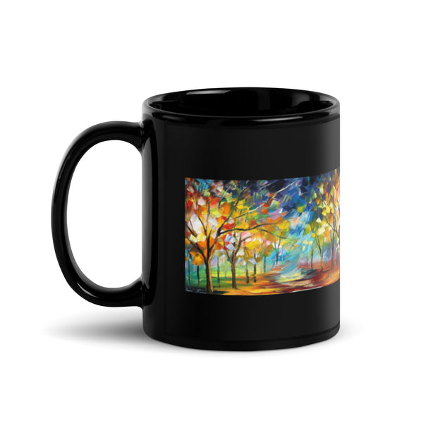 Abstract Art Design Trees Black Glossy Mug