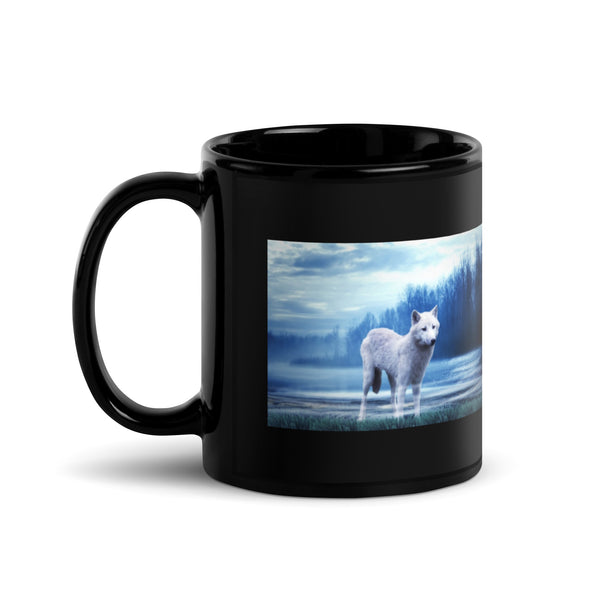 Lone Wolf Design Black Glossy Mug