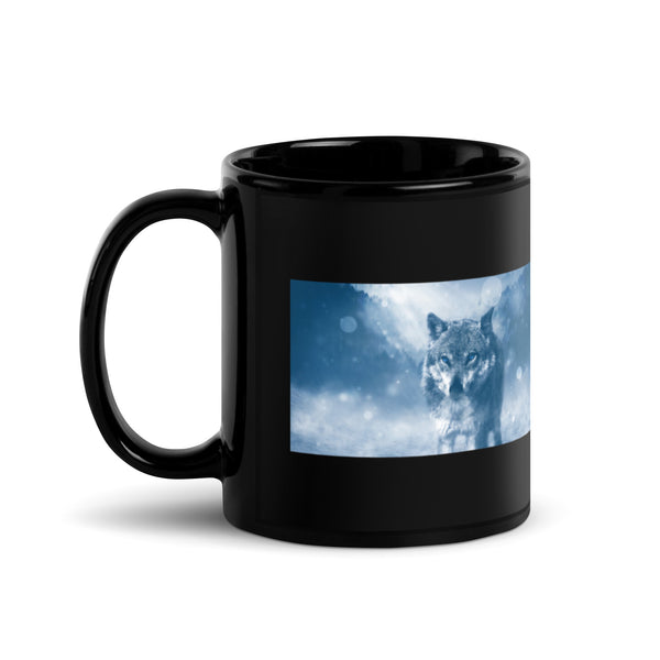 Lone Wolf Design Black Glossy Mug