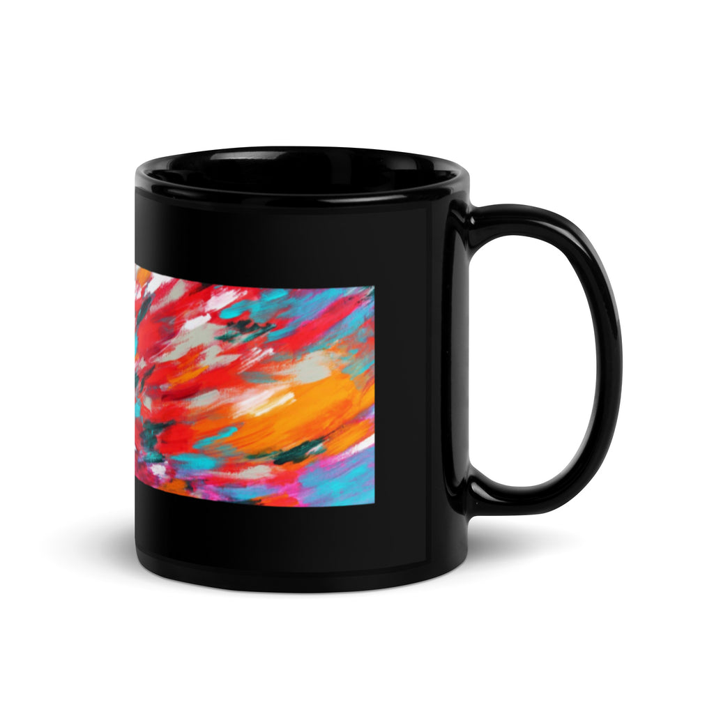 Abstract Art Designer Black Glossy Mug