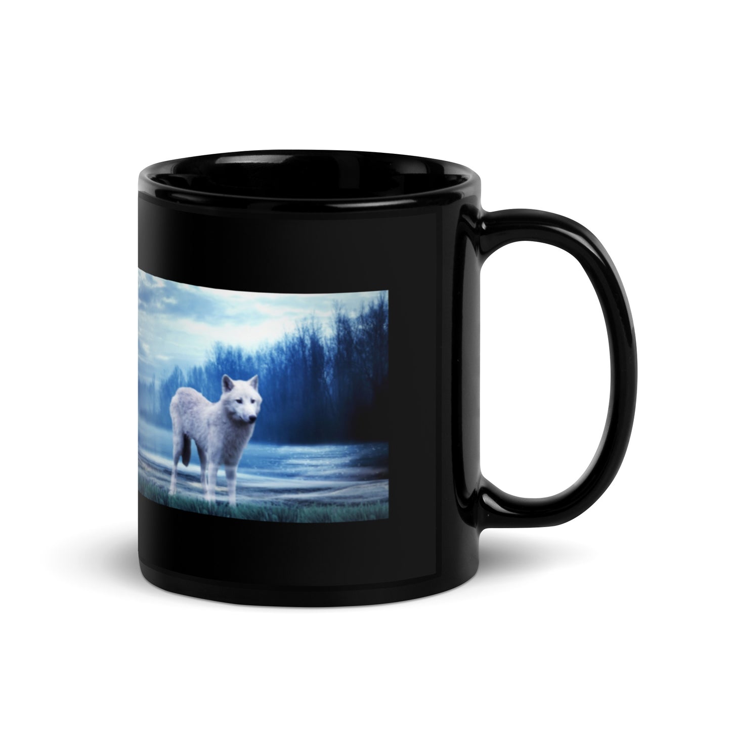 Lone Wolf Design Black Glossy Mug