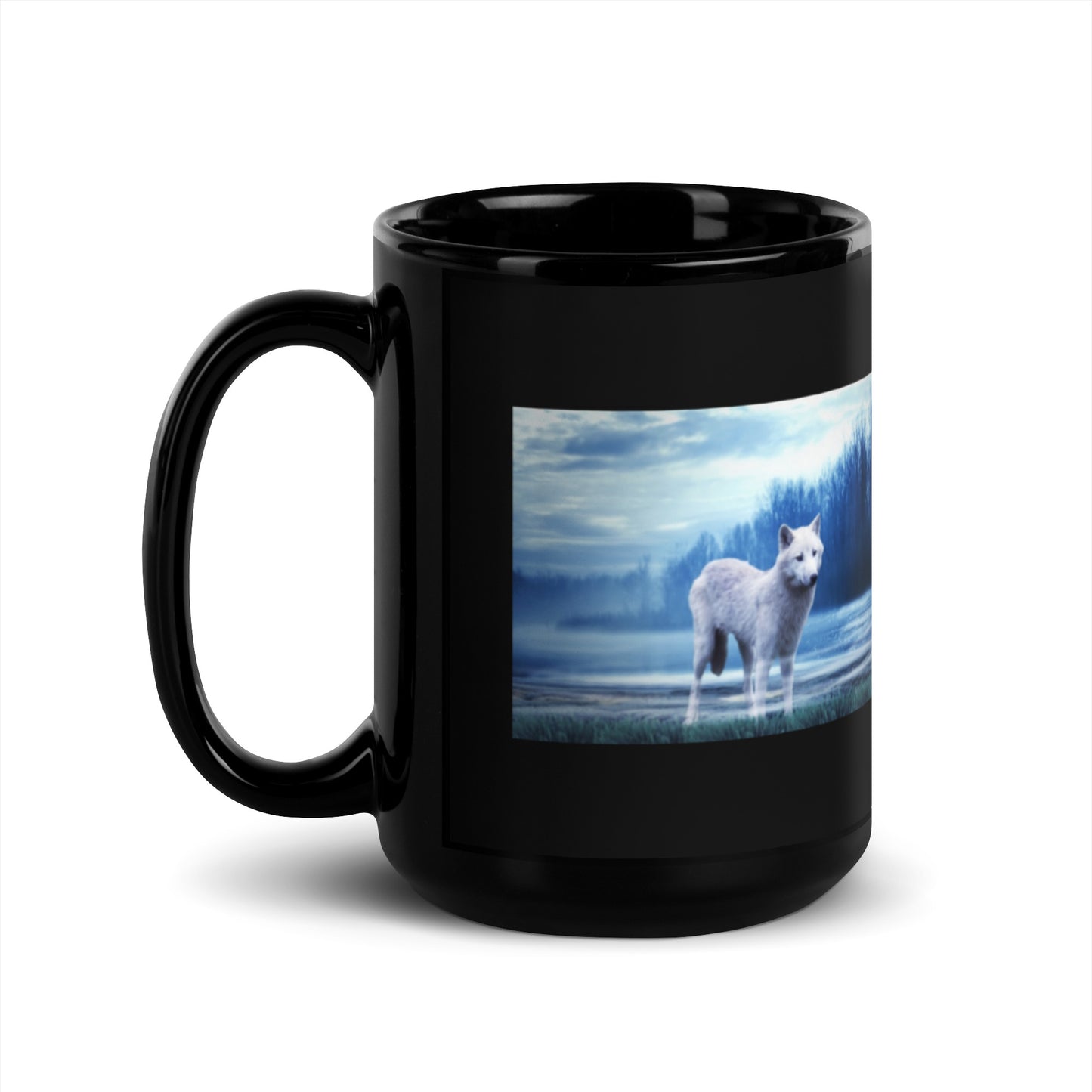 Lone Wolf Design Black Glossy Mug