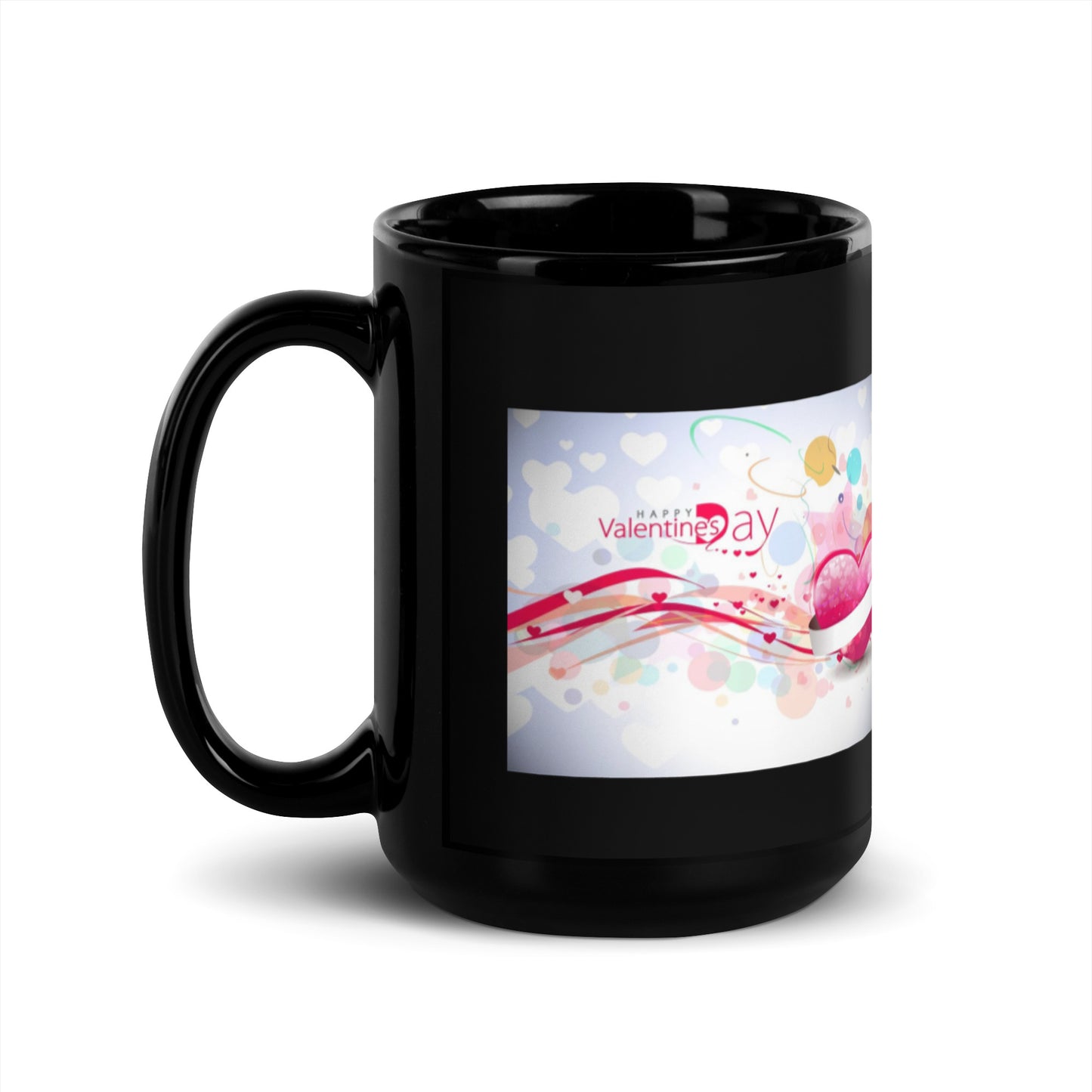 Happy Valentine Day Black Glossy Mug