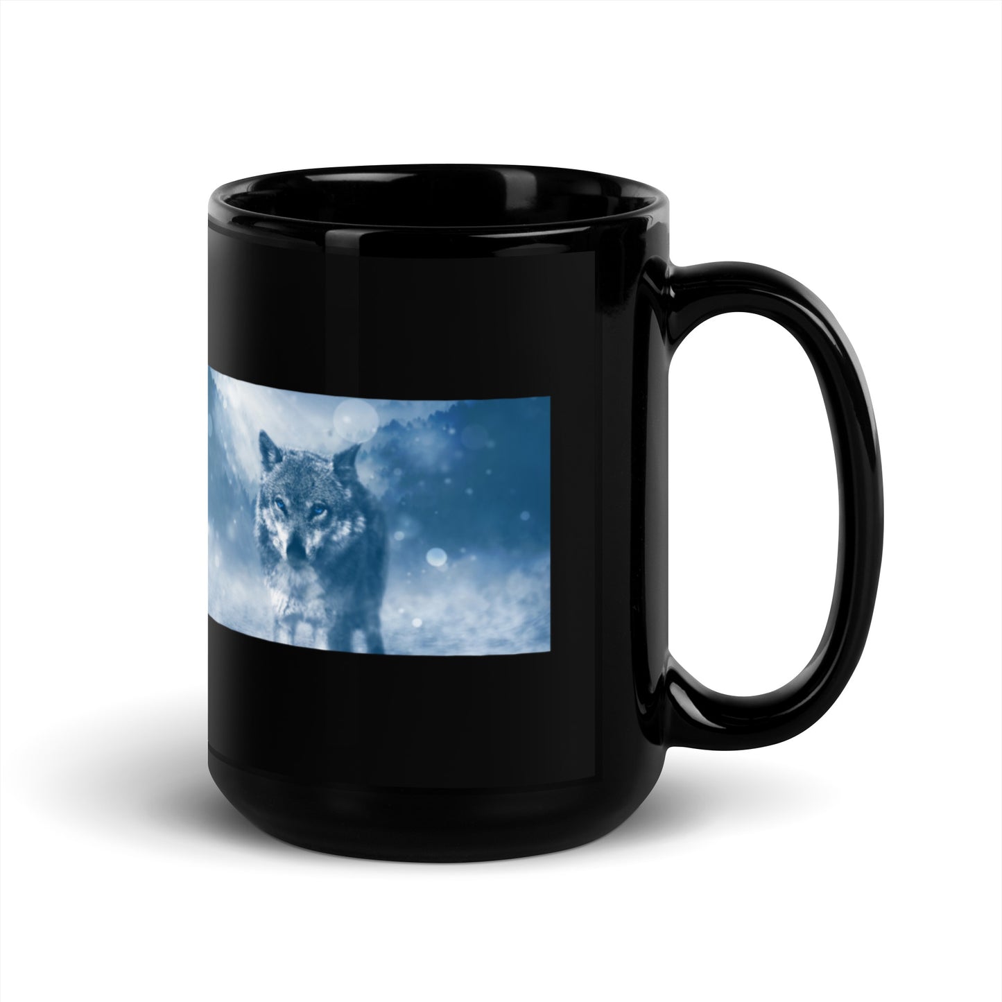 Lone Wolf Design Black Glossy Mug