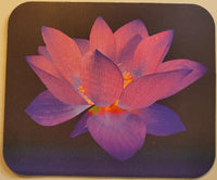 All Black Mouse Pad with Pink Flower