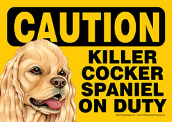 Caution Killer Cocker Spaniel On Duty