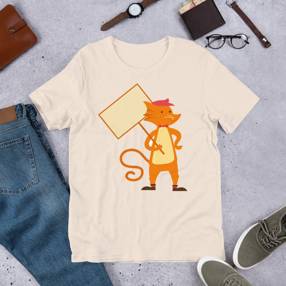 Sign Holding Fox Short-Sleeve Unisex T-Shirt