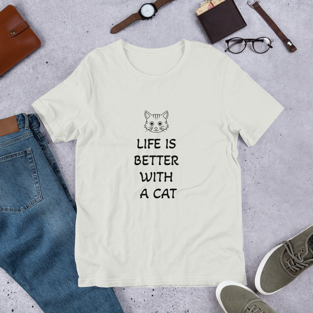 Life is Better With a Cat Staple Short-Sleeve Unisex T-Shirt