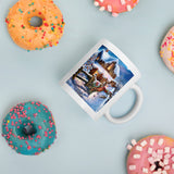 Holiday Merry Christmas with Snowman White Glossy Mug