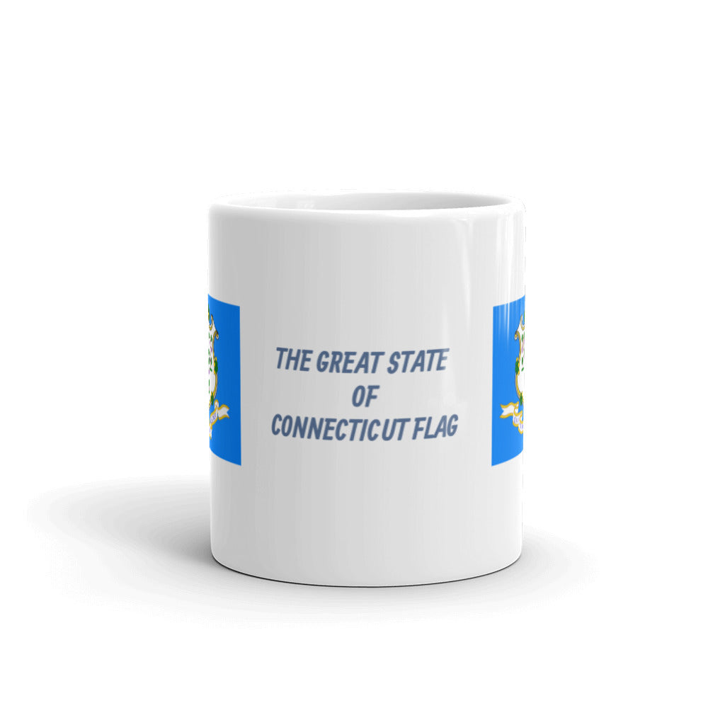 The Great State of Connecticut Flag White Glossy Mug