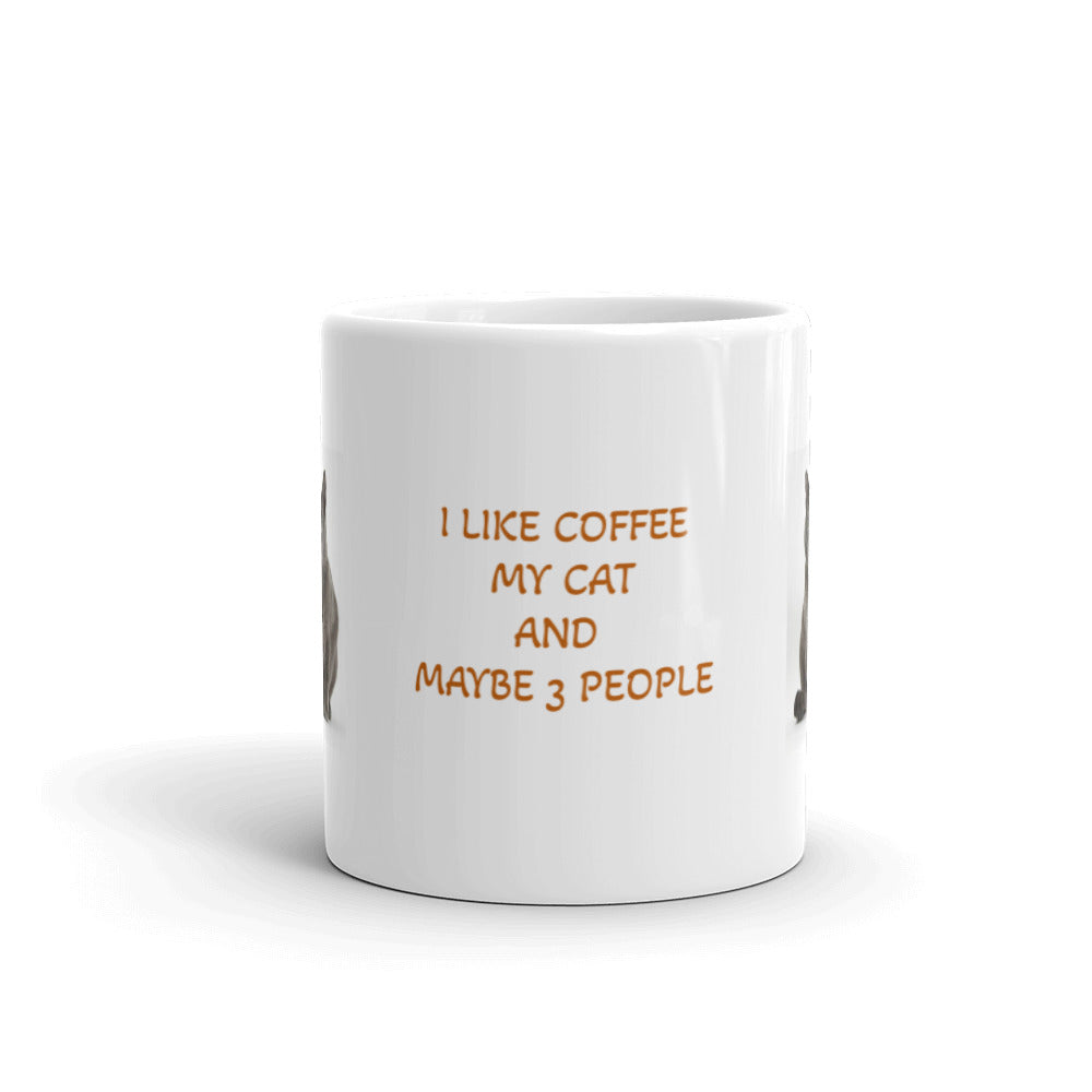 I Like Coffee My Cat Design White Glossy Mug