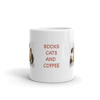 Books Cats and Coffee Design White Glossy Mug
