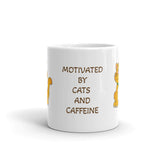 Motivated By Cats & Caffeine White Glossy Mug